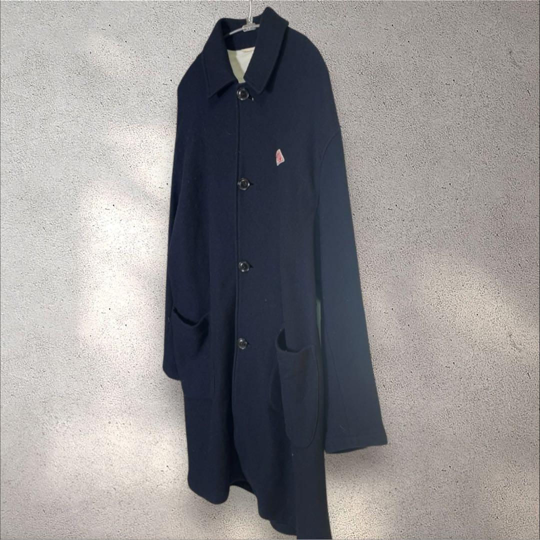 DANTON ウールブークレロングコート ルーズフィットコート 40 L ネイビ