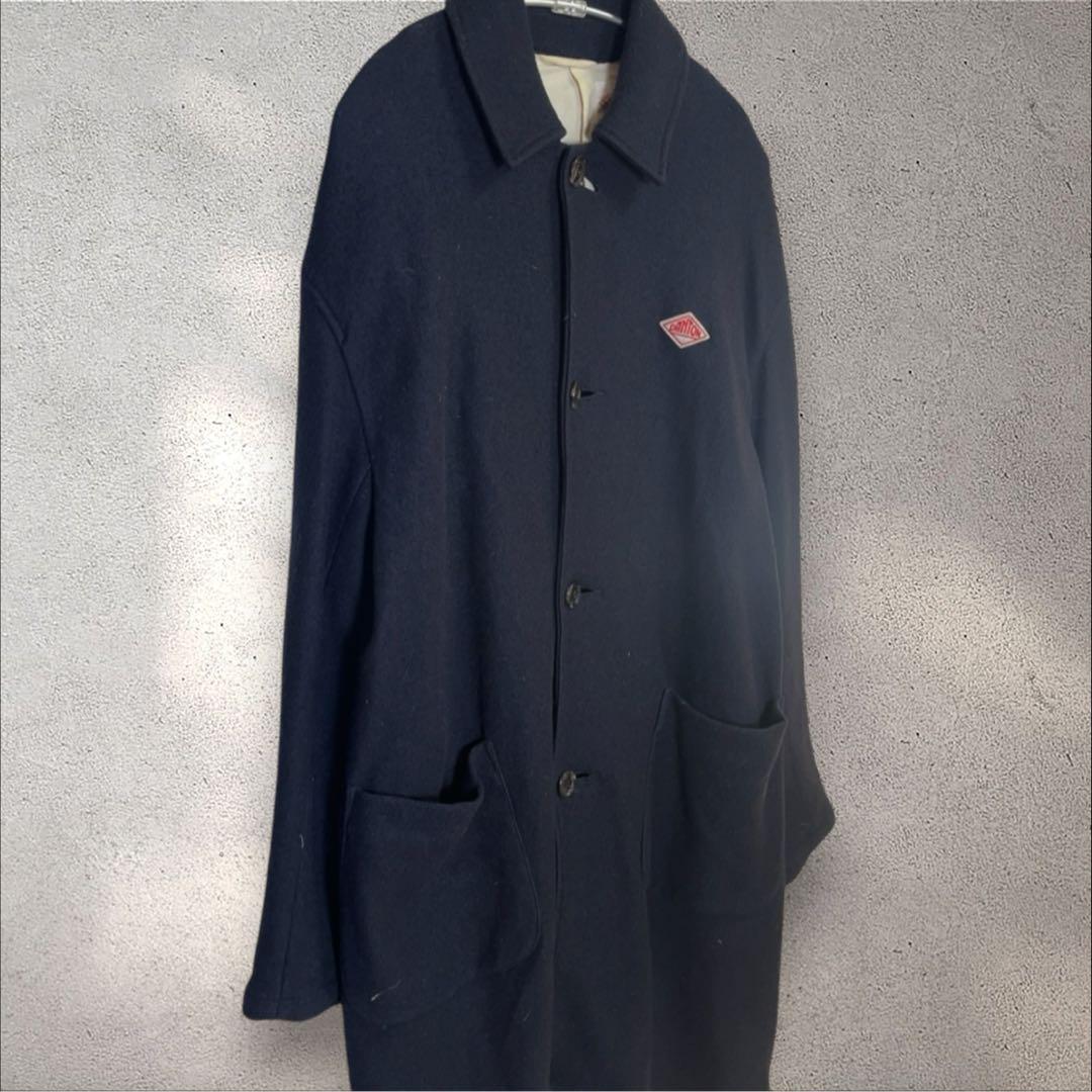 DANTON ウールブークレロングコート ルーズフィットコート 40 L ネイビ