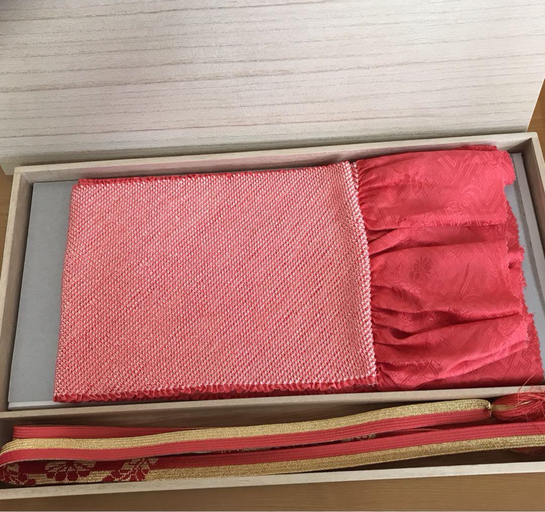 振袖用　総絞りの帯揚げ・帯締め　木箱入り