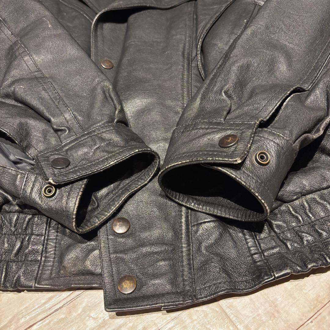 ブラック 本革レザージャケット ライダース 短丈 ダブル ライナー付 黒 ブラック 本革レザージャケット ライダース 短丈 ダブル ライナー付 黒