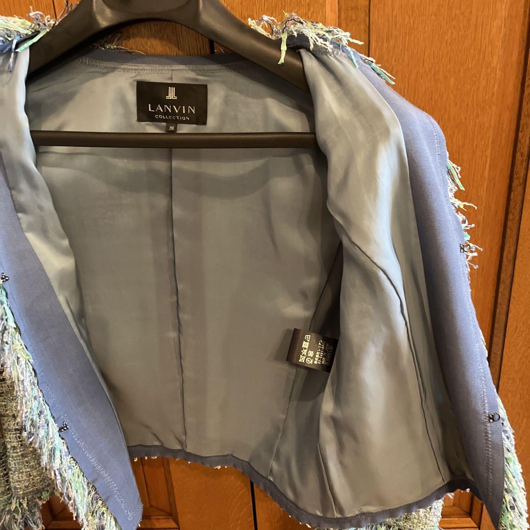 LANVIN フリンジ付きツイードジャケット 38