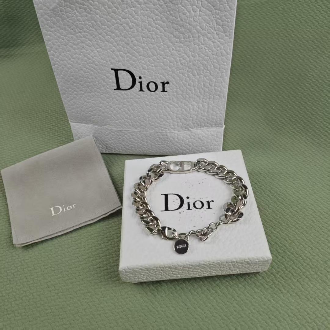 【美品】DIOR ディオール CDチェーンリンク ブレスレット シルバー