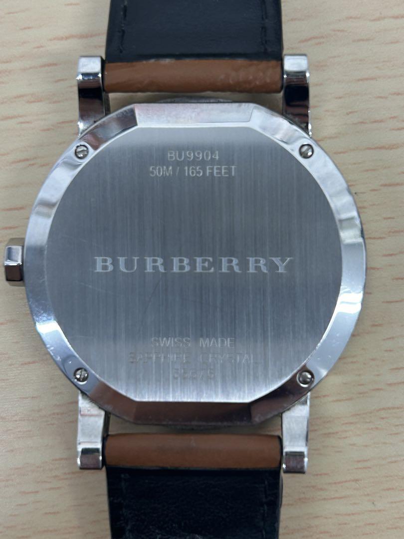 稼働 BURBERRY 腕時計 アンティーク レザー 新品電池 ロゴ 1085