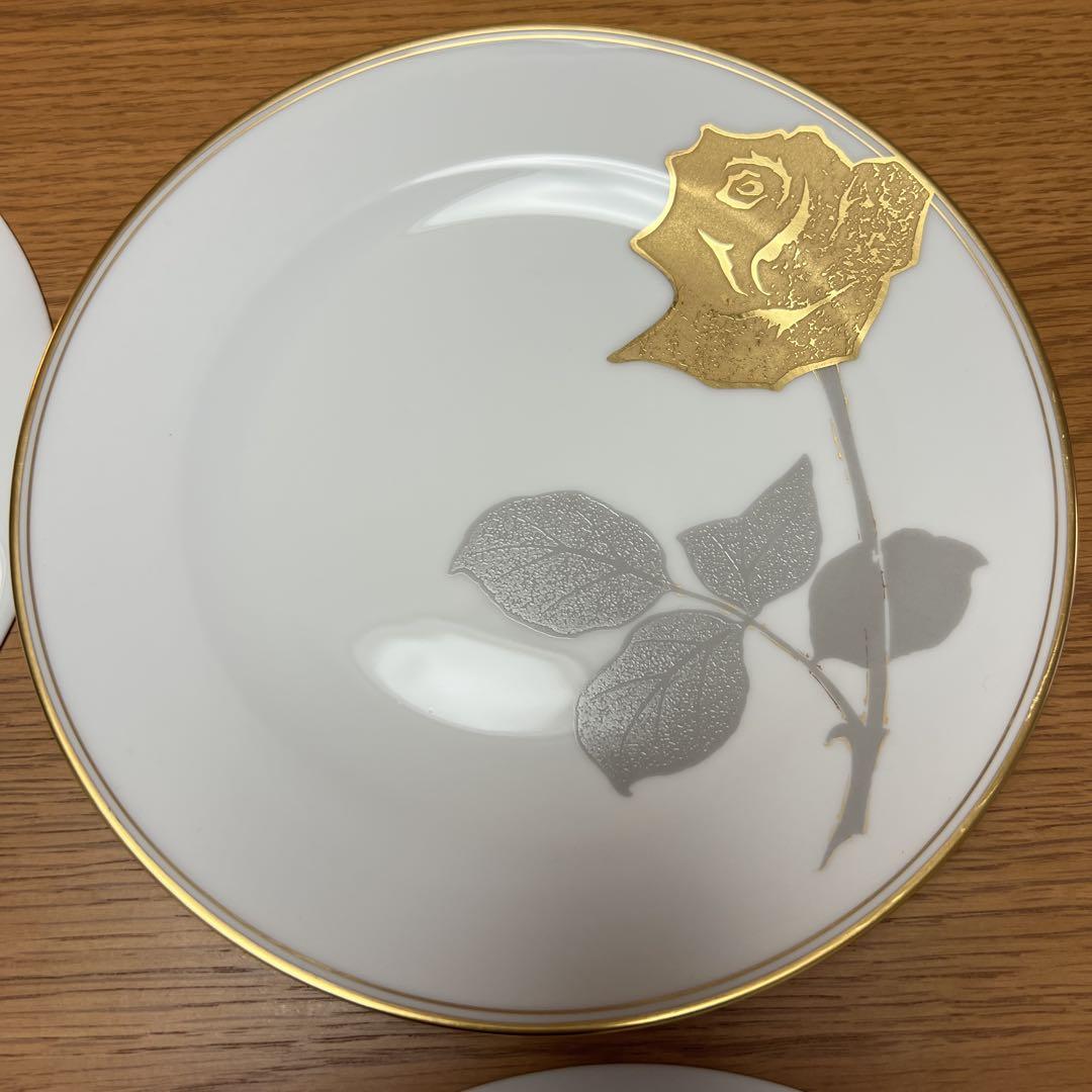 新品未使用/大倉陶園　金蝕バラ　20cmケーキ皿 6枚セット