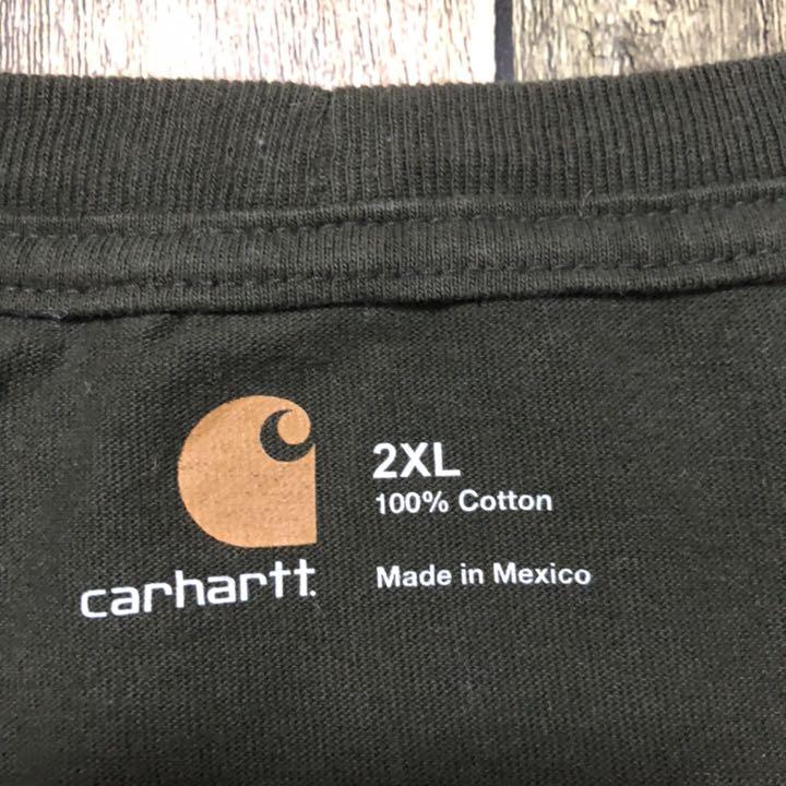 人気 ダークグリーン Tシャツ 2XL XvyHl-m99458002895 カーハート ポケット付 ロゴタグ 重要なお知