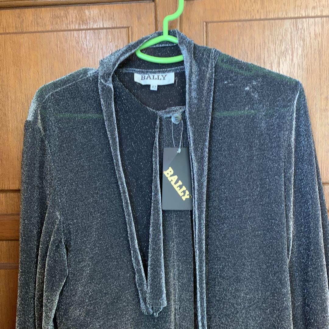 選ぶなら ☆新品【BALLY】 高級ラメシルバー長袖シャツ 42号¥54000 イタリア製 トップス