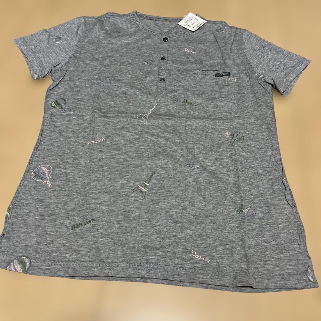 タグ付き新品　マドモアゼルノンノンパパス　Tシャツ　Ｌ　綿100% グレー