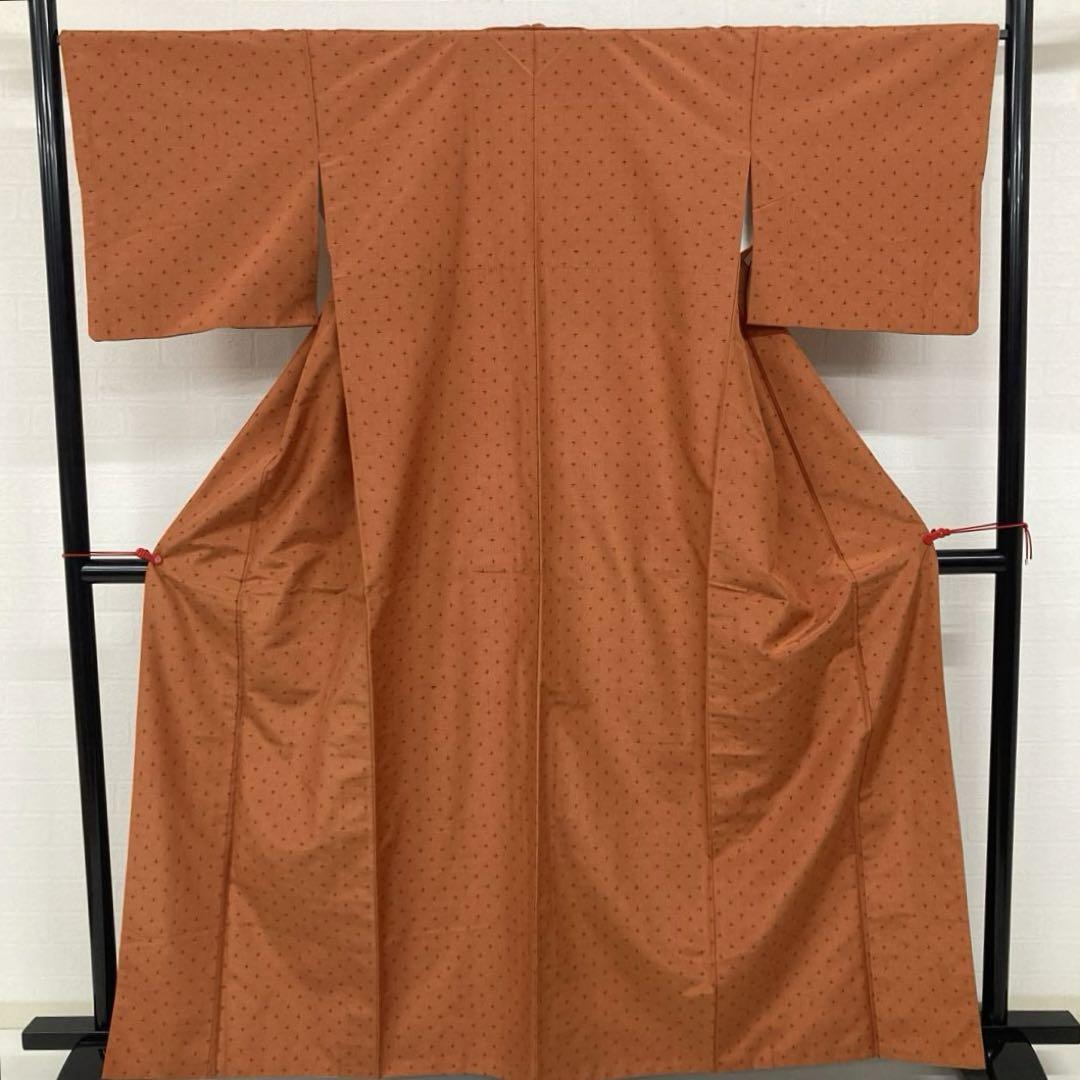 紬 着物 裄66 正絹 十字絣 袷 着物 T-930F