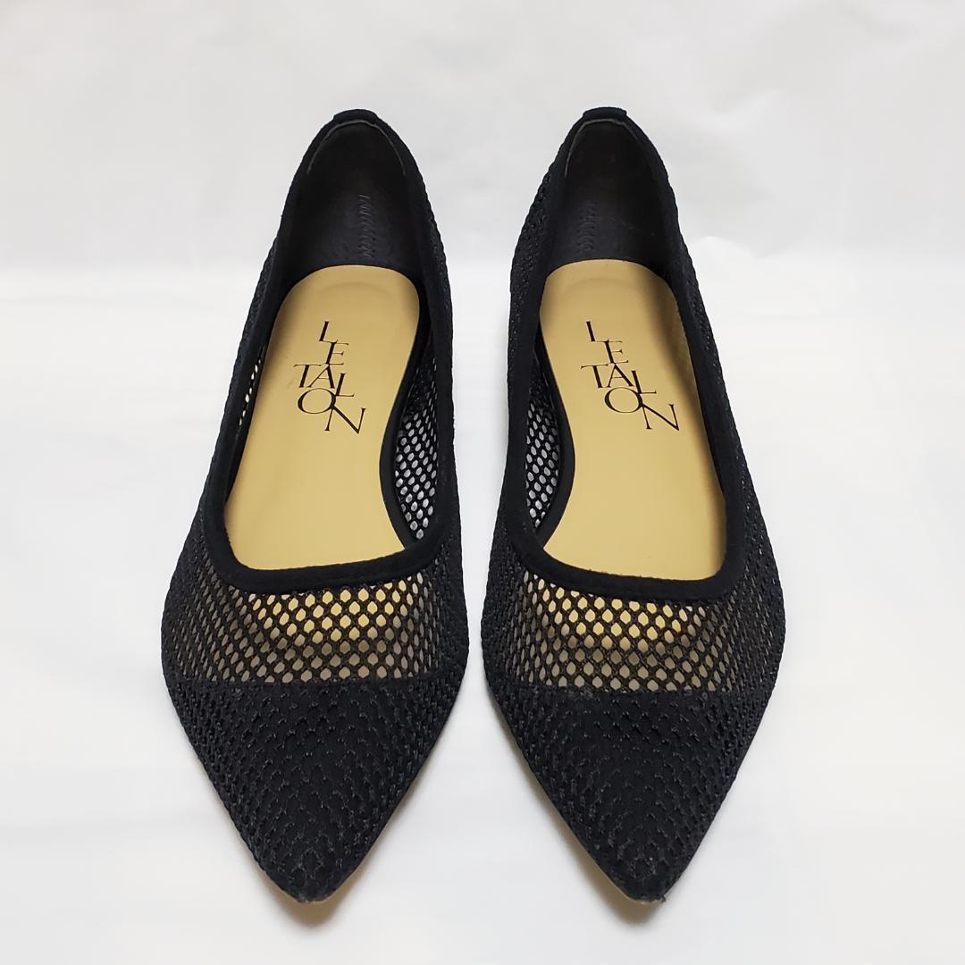 【美品】LE TALON　ルタロン　メッシュ　ポインテッドネットフラット　黒