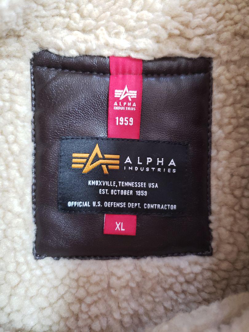 ALPHA INDUSTRIES XLシープスキンジャケットムートンボアブラウン