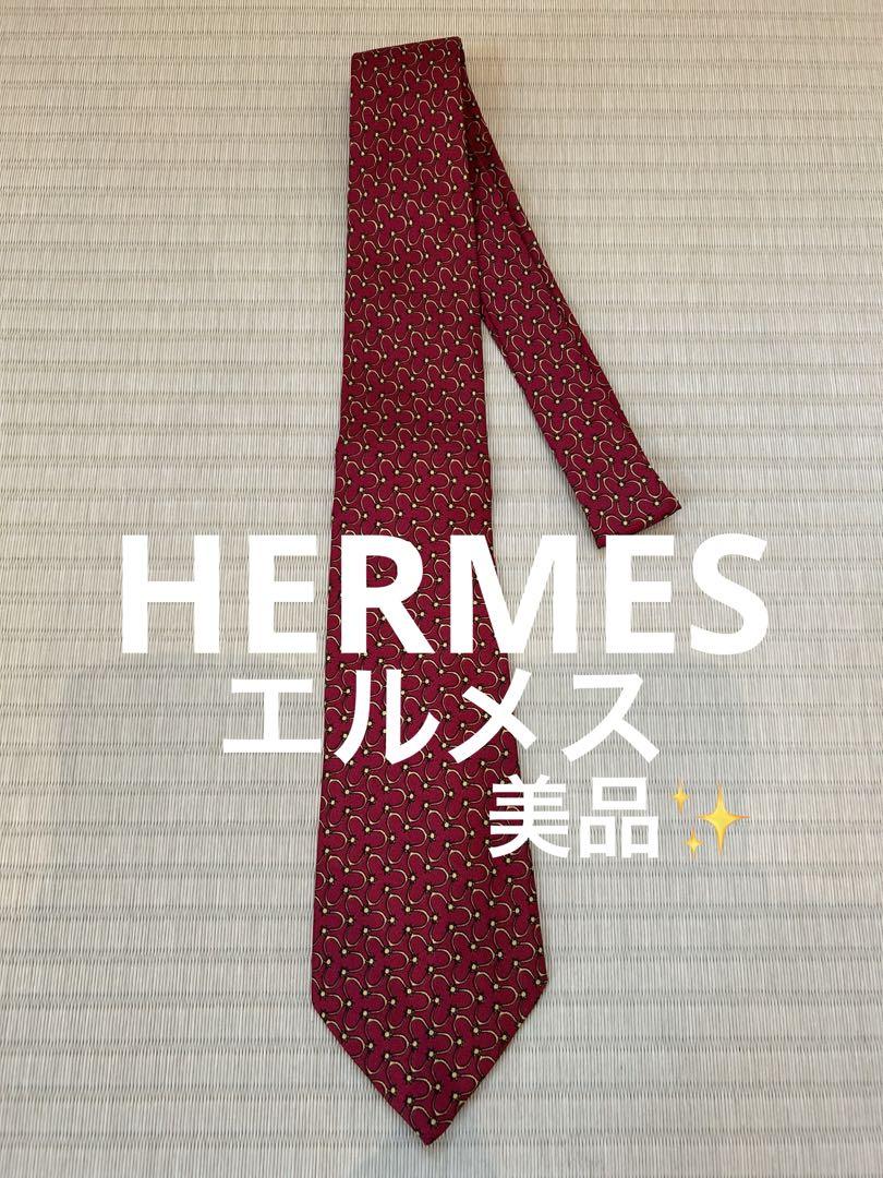 ✨未使用✨HERMES ネクタイ シルク100% 総柄 レッド【中古カメラ