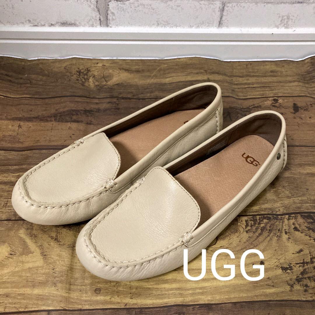 UGG アグ ローファ- ベージュ 24.5cm レザー 2wayシューズ