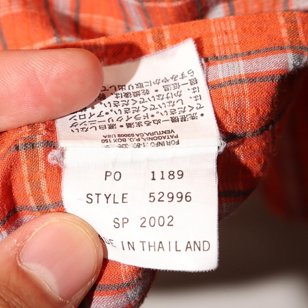 L 02年 Patagonia パッカーウェアシャツ パタゴニア オレンジ