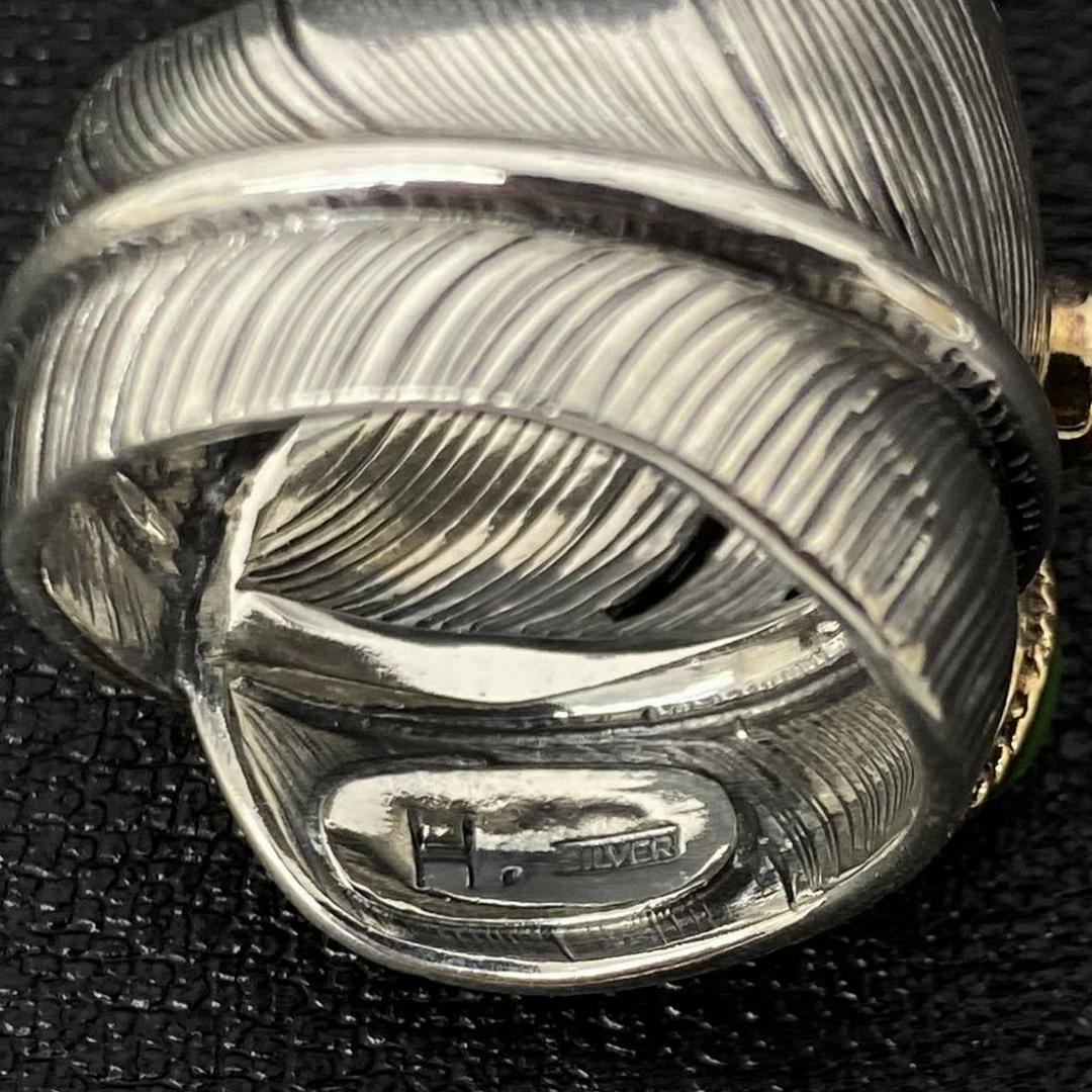 極美品 あるじゃん K18 金縄 コーラル ターコイズ フェザー リング 17号 極美品 あるじゃん K18 金縄 コーラル ターコイズ フェザー