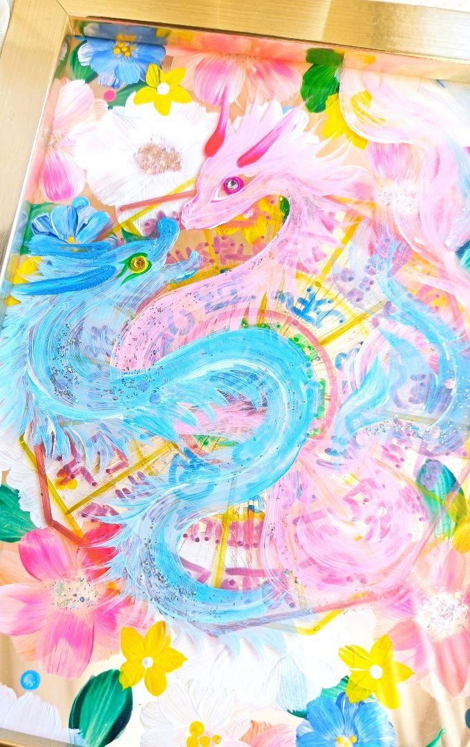 開運絵画　❀八角フトマニ図Flower空気清浄機❀ 開運絵画 ❀ダブル八角フトマニアクリル絵画2枚セットflower空気