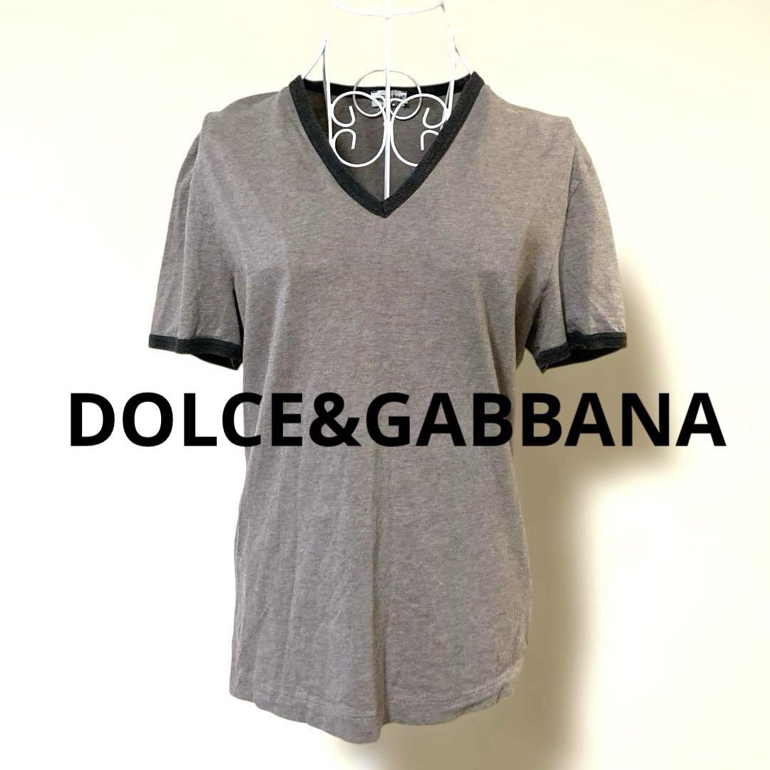 【D&G】Dolce & Gabbana Tシャツ クルーネック/Vネック Dolce & Gabbana Vネック 半袖Tシャツ グレー系 男女兼用可