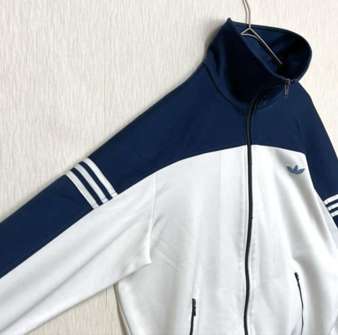 adidas ジップアップジャケット M ホワイト/ネイビー adidas ジップアップジャケット ネイビー/ホワイト