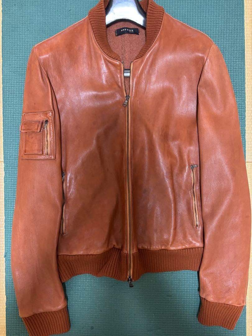 ブラウンラムレザー ジャケット MA-1タイプ