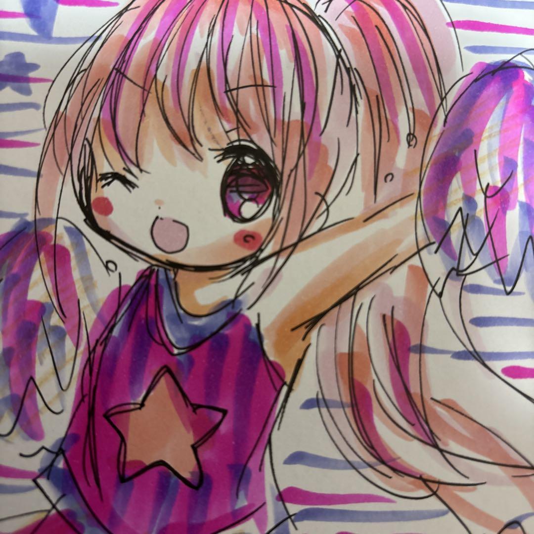 新作。手描きイラスト。小色紙。チアガールの女の子 - メルカリ