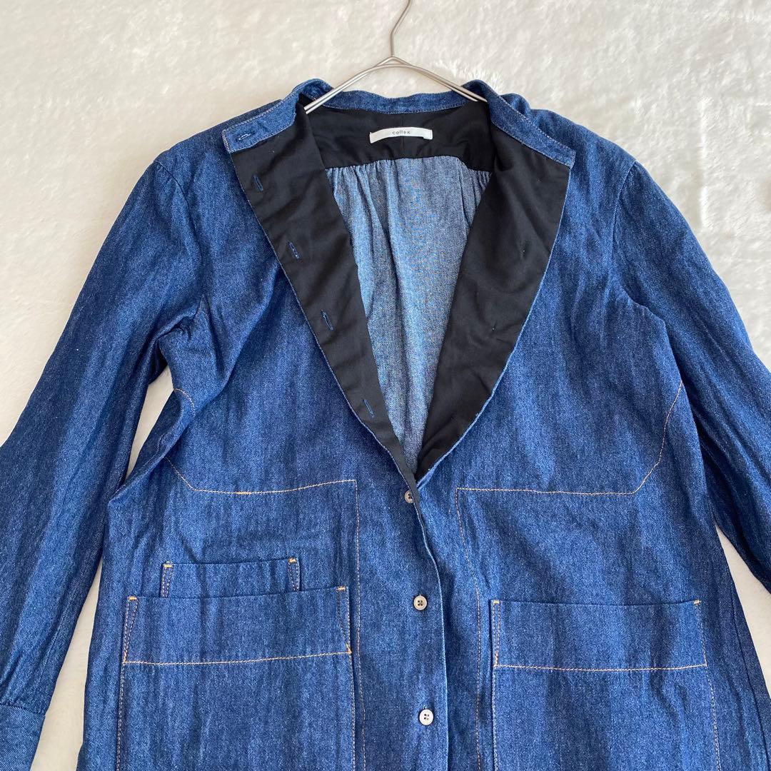 【定価の半額以下】collex コレックス ノーカラー デニムシャツ ワンピース