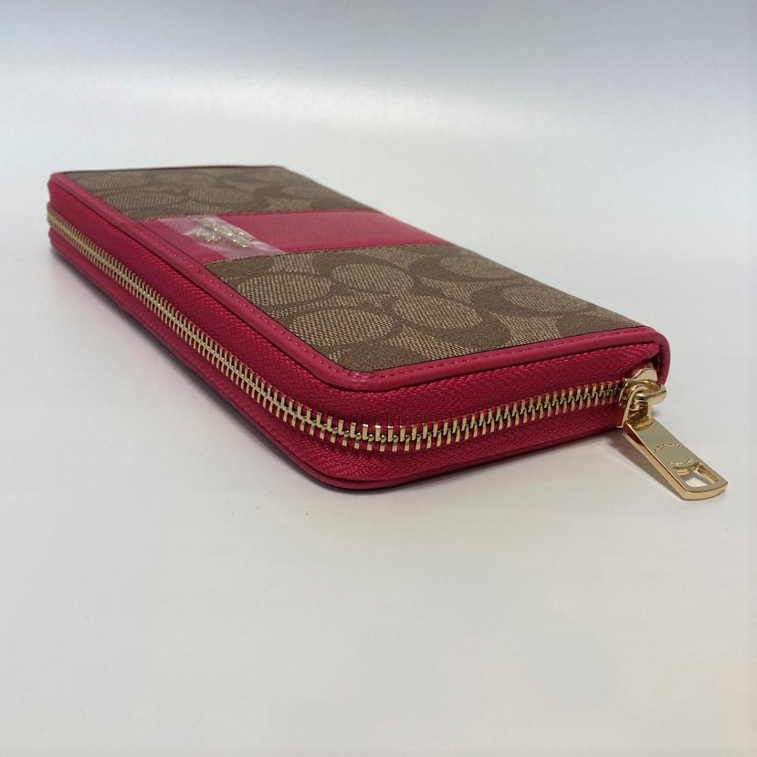 ☆新品☆ 【コーチ】 長財布 カーキ ピンク ダリア 52859 シグネチャー