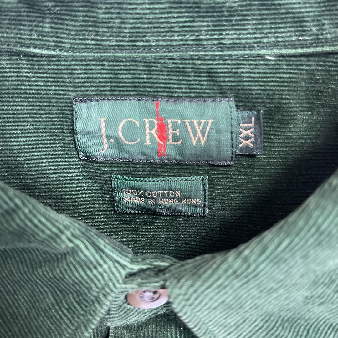 90s' J.CREW コーデュロイ シャツ ビッグサイズ 緑 巨人タグ XXL