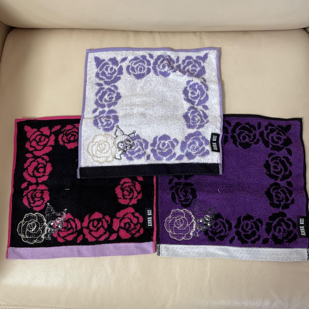 新品レアANNA SUI❤️Kuromiちゃんかわいいタオルハンカチ3色おまとめ