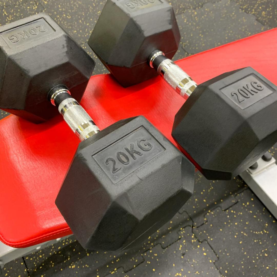 ラバー ヘックス ダンベル 20kg × 2個 セット ラバー ヘックス ダンベル 20kg × 2個 セット