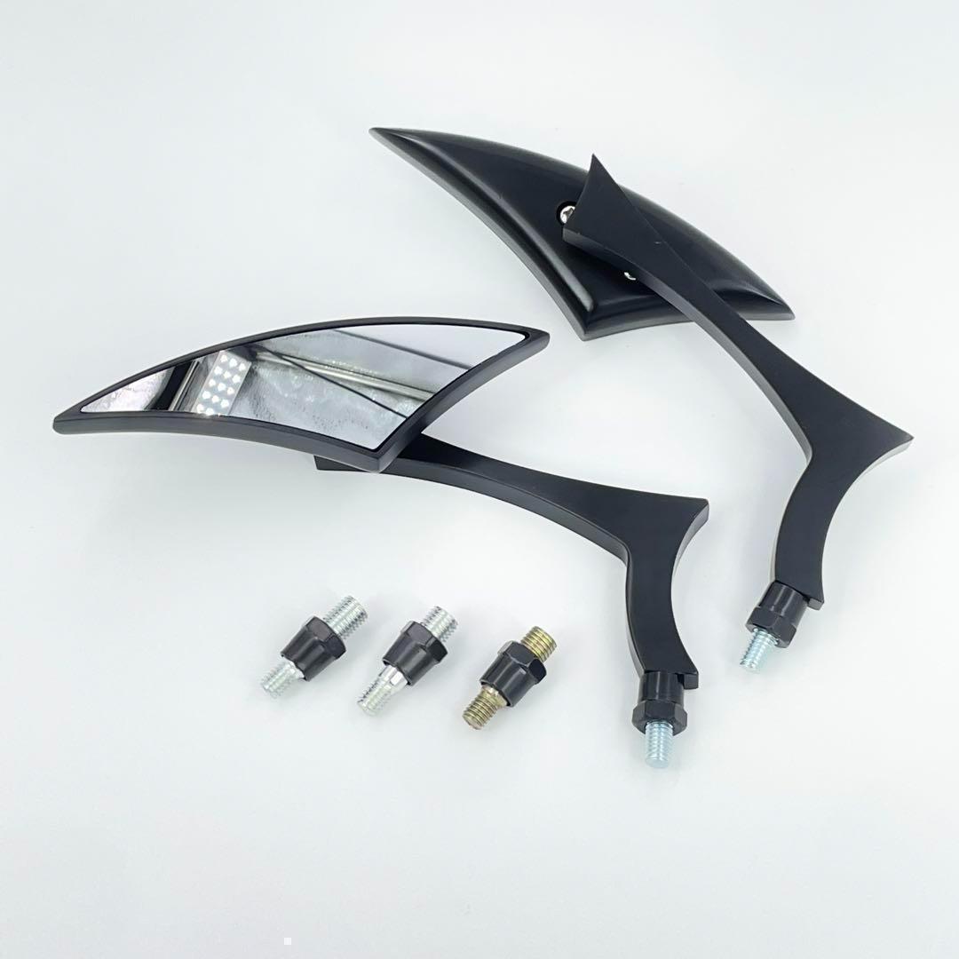 ブラック☆エッジデザイン ミラー 左右セット バイク アメリカン