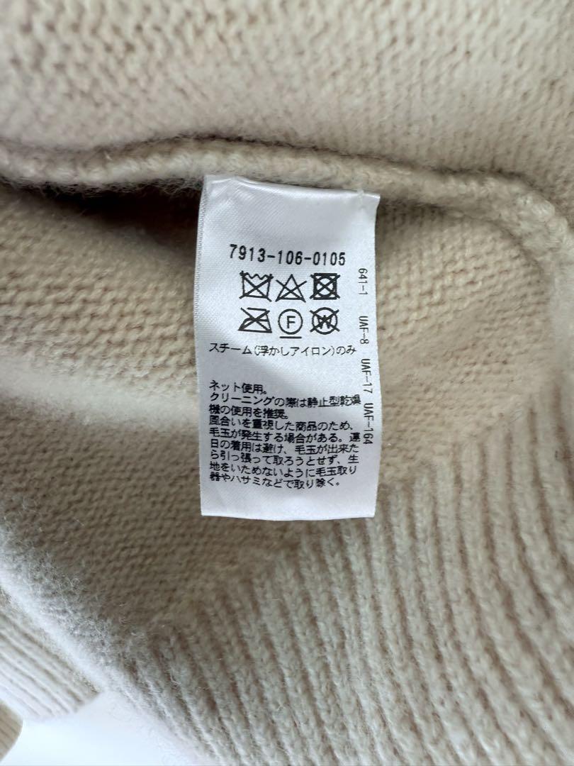 （訳ありセール 格安） ブラミンク 厚地カシミヤ100%ニット クルー アイボリーベージュ トップス