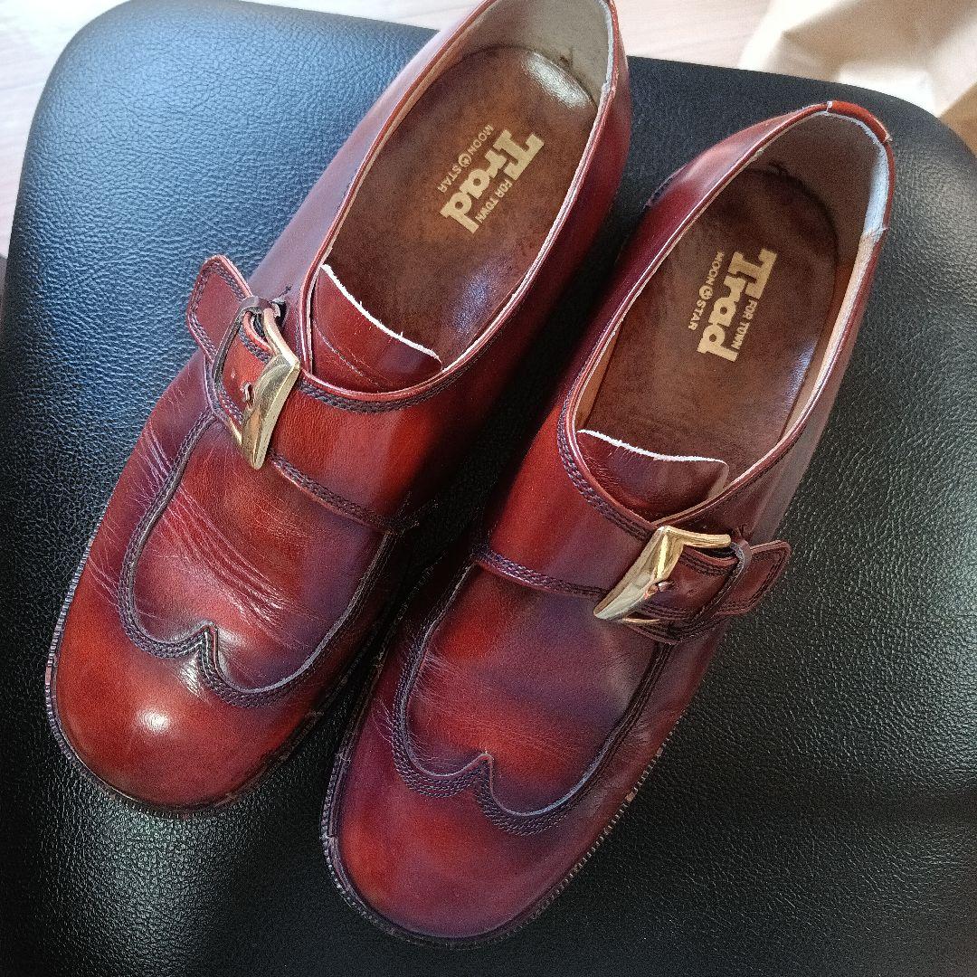 シルバー/レッド 本革シングルモンクストラップシューズ - ドレス/ビジネス