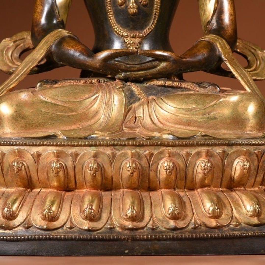 仏教古美術 彩銅静座観音　仏像文化遺産 文化財　希少　坐禅仏像　開光奥深い味わい