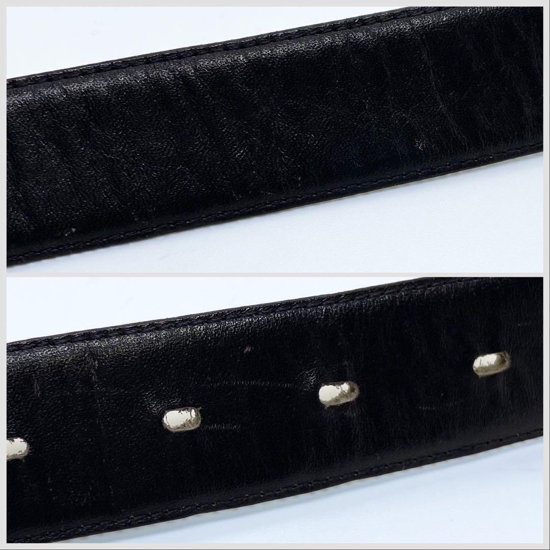 希少✨シャネル ココマーク ゴールドシルバーコンビ バックル レザーベルト 黒 画像10