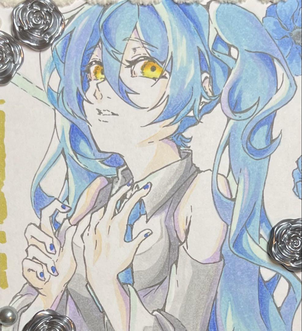 初音ミク 手書き イラスト 色紙