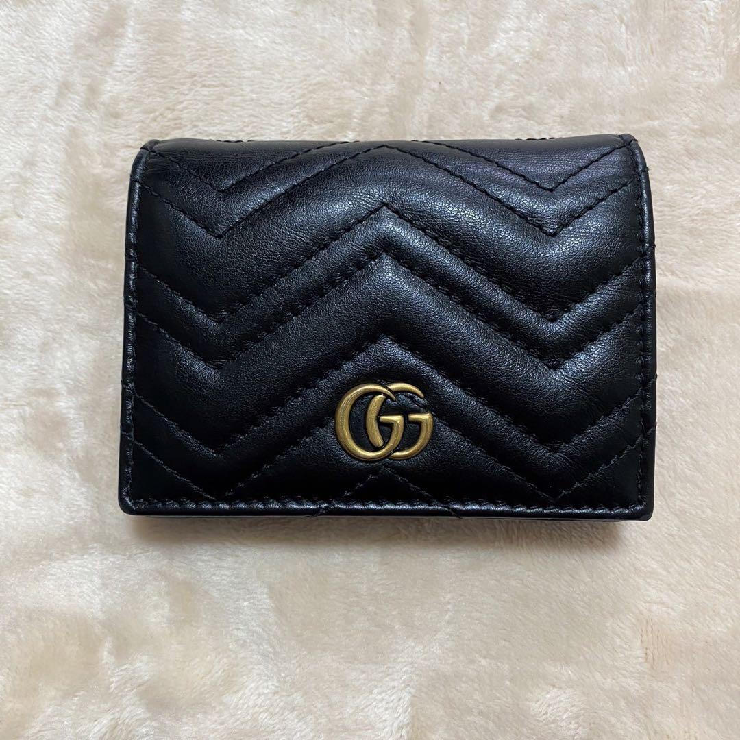 極美品✨GUCCI 二つ折り財布 キルティング マーモント GG 黒
