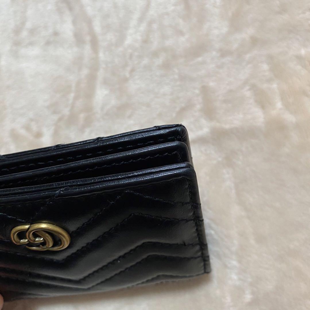 極美品✨GUCCI 二つ折り財布 キルティング マーモント GG 黒
