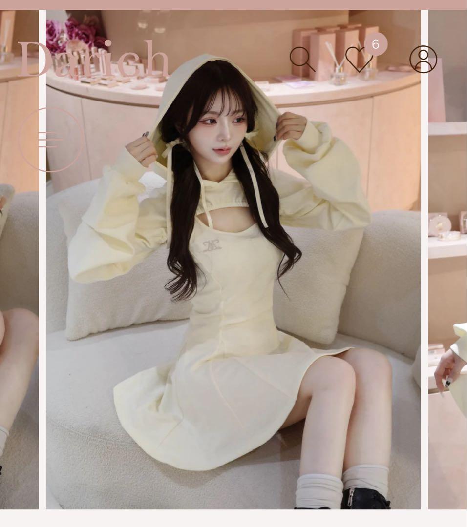 ダーリッチ Darichショートフーディスウェットミニワンピース FLサイズ