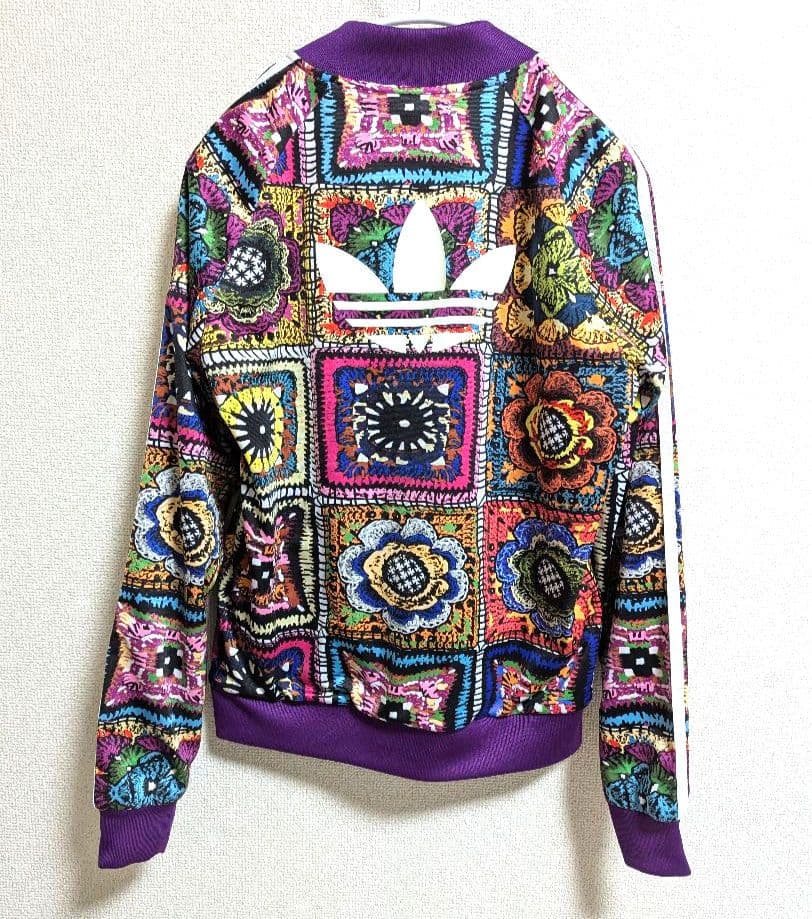 人気　総柄 アディダスオリジナルス トラックジャケット デカロゴ ジャージ 紫