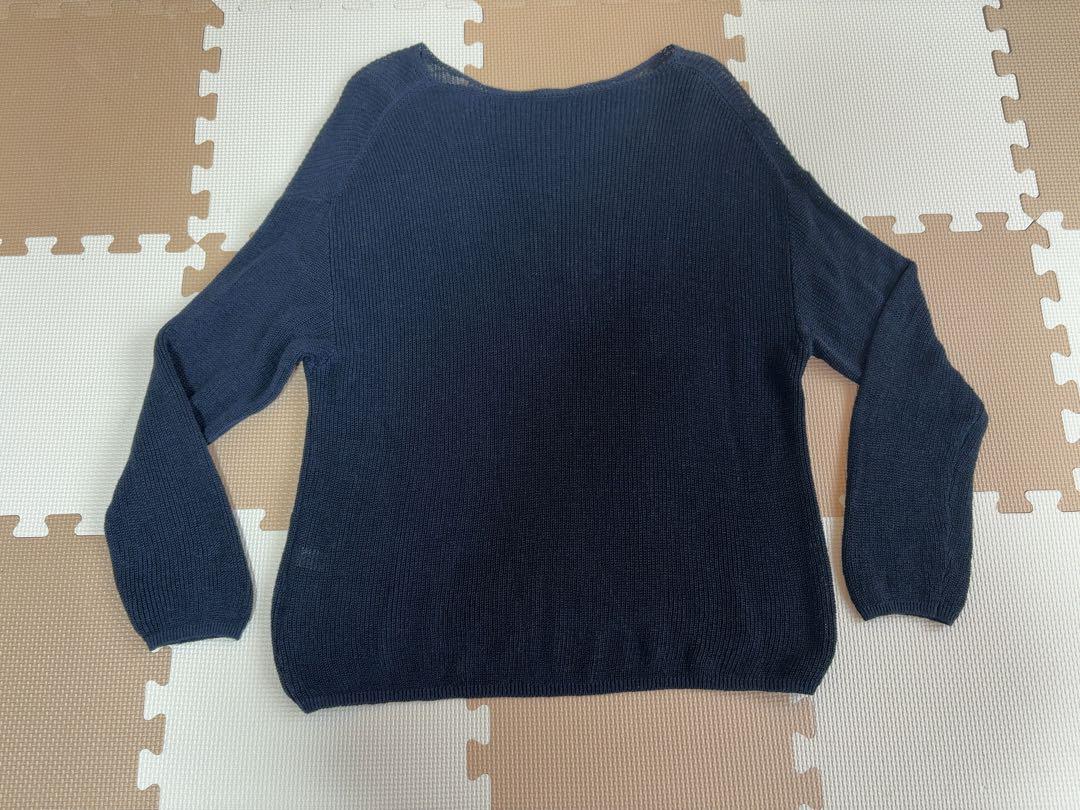 【美品 24SS】スローブイエナ ボートネックニット リネン混 紺色 現行 セール】《WEB限定/追加6》リネン混ボートネックニット