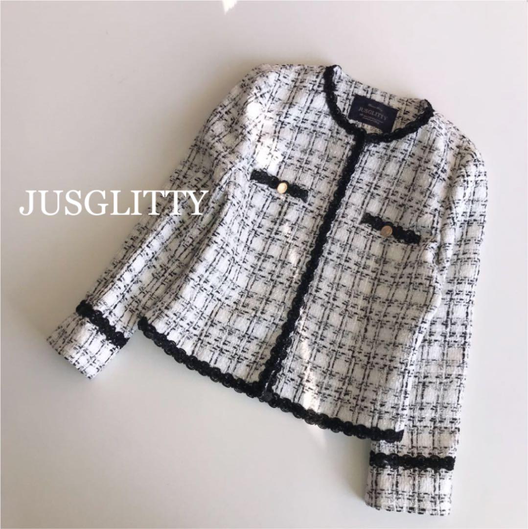 美品 JUSGLITTY ツイード ジャケット 美品 JUSGLITTY ツイード ジャケット