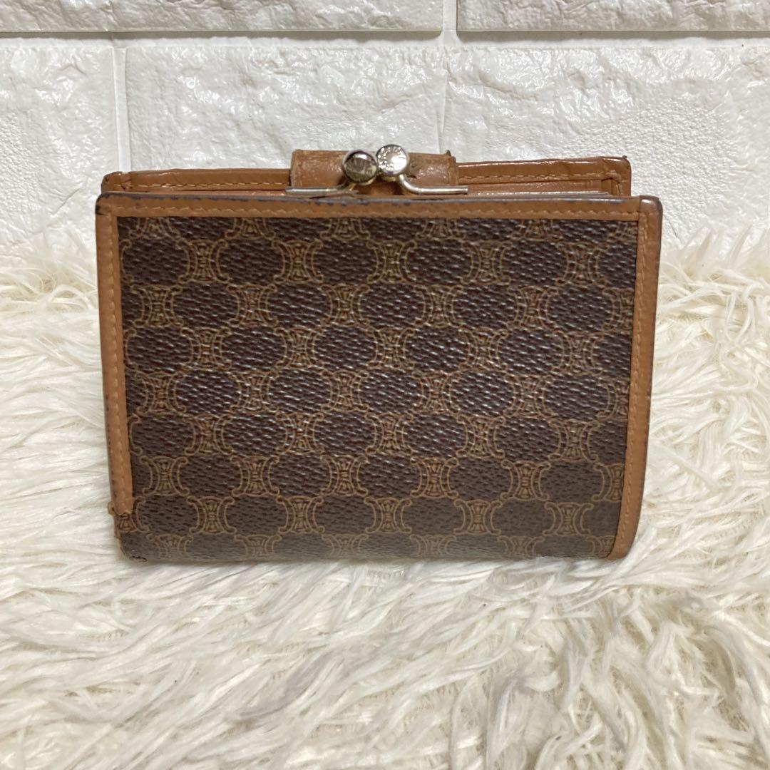 CELINE セリーヌ マカダム柄 トリオンフ がま口 二つ折り財布