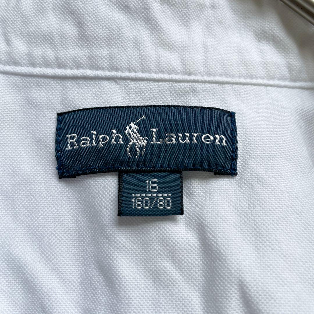 美品　ラルフローレン　オックスフォードシャツ　ポニー刺繍　国内正規品　白　L