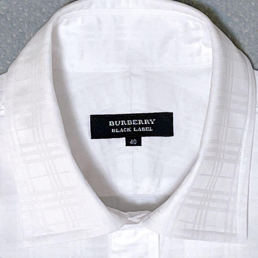 ほぼ未使用・極美品】BURBERRY BLACK LABEL バーバリーブラックレーベル ワイシャツ L 白 ホワイト 袖裏裾サイドノバチェック  ホースロゴ｜トップス