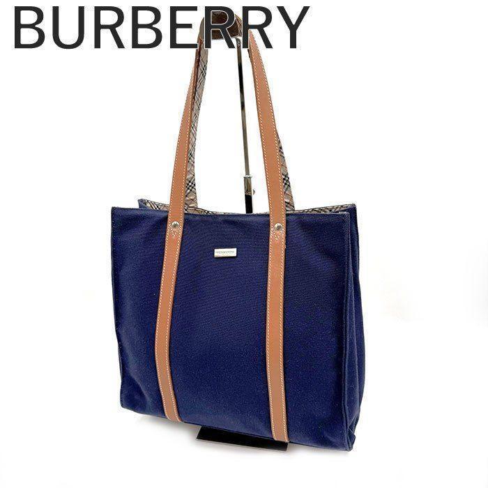 バーバリーロンドン ノバチェック トートバッグ キャンバス ネイビー チェック バーバリー BURBERRY トートバッグ キャンバス ノバチェック