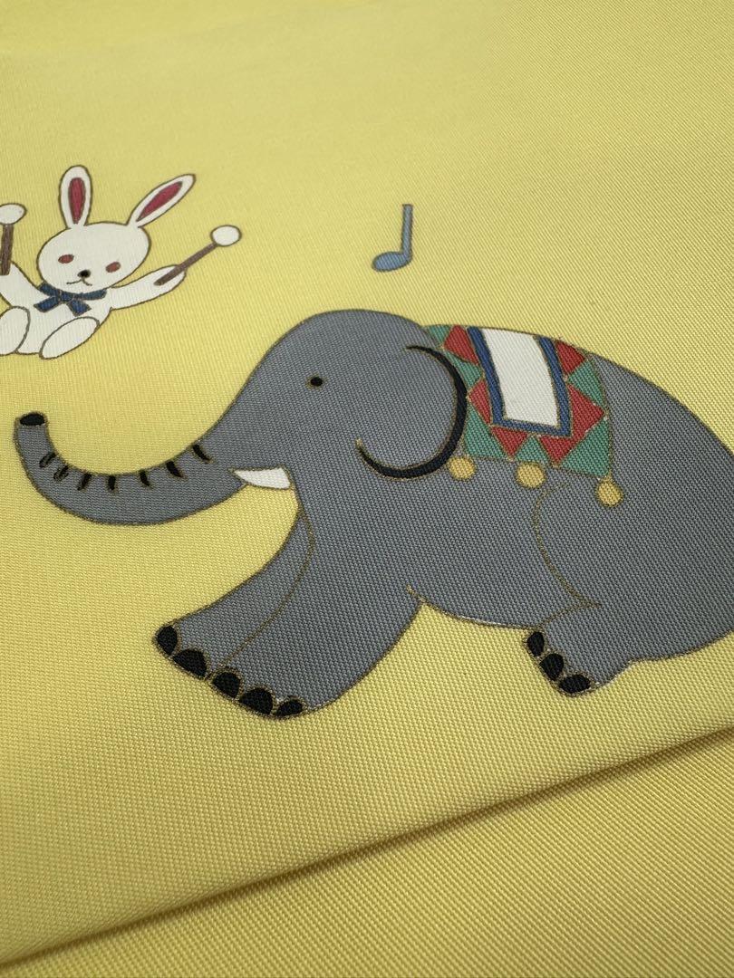 名古屋帯　動物　黄色　中古品　リユース　可愛い帯