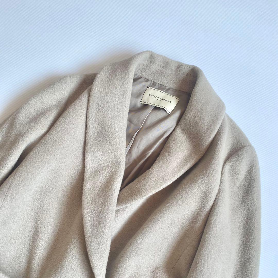 ユナイテッドアローズ　コート　ベルベット　アンゴラ混　グレージュ　40