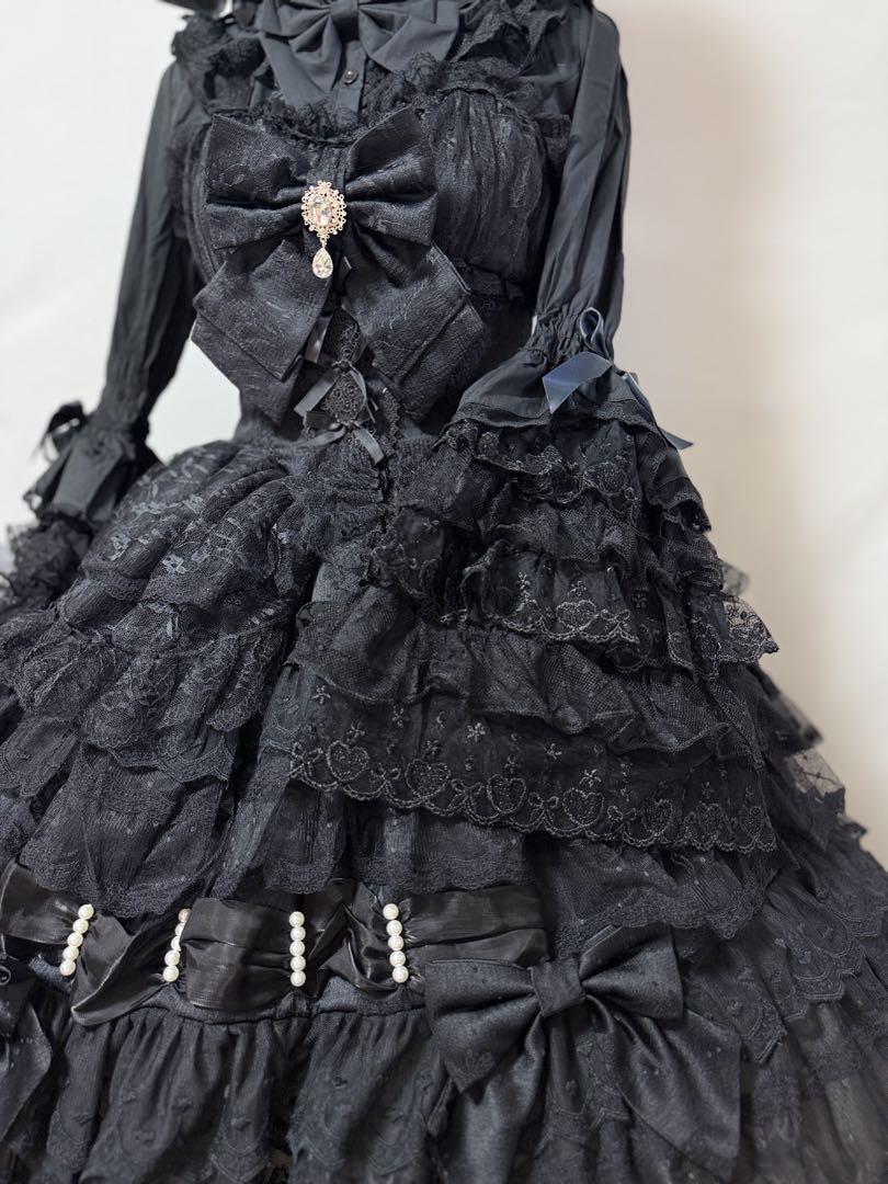 【シュガーガール】夢境のプロローグ ロリィタドレスフルセット ブラック ゴスロリ