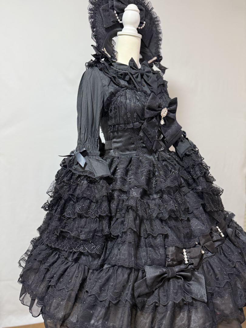 【シュガーガール】夢境のプロローグ ロリィタドレスフルセット ブラック ゴスロリ