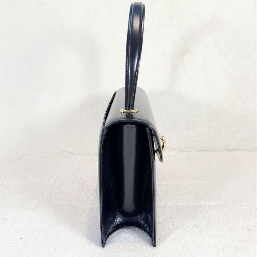 【美品】WAKO 銀座和光 カーフレザー ゴールド 金具 ハンドバッグ 黒