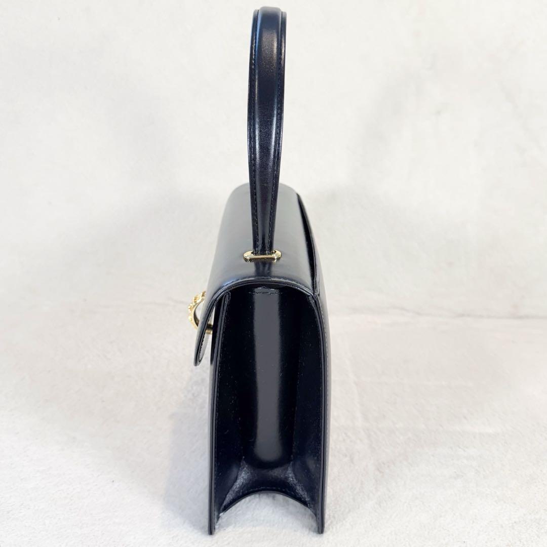 【美品】WAKO 銀座和光 カーフレザー ゴールド 金具 ハンドバッグ 黒